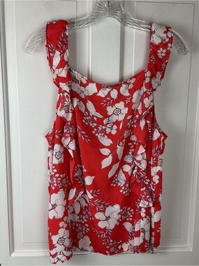 Ann Taylor LOFT Sleeveless Floral Ruffle Top Size L Cottagecore
